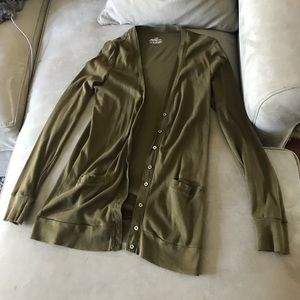 J crew cardigan, olive green size M
